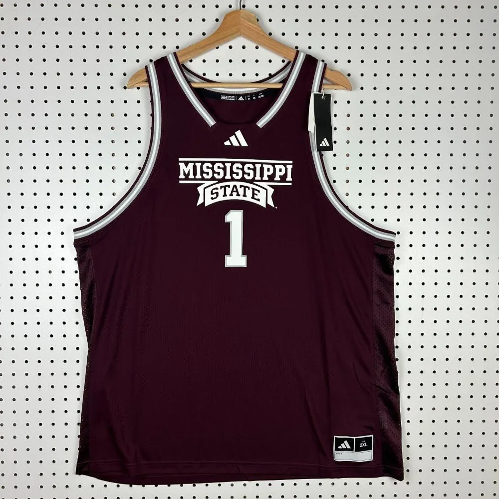 Mississippi State Bulldogs Basketball Jersey Sz XXL NWT $90 RETAIL Maroon White‎
